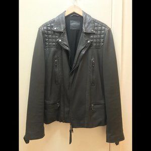 Allsaints Rowley Anthracite Gray Leather Jacket